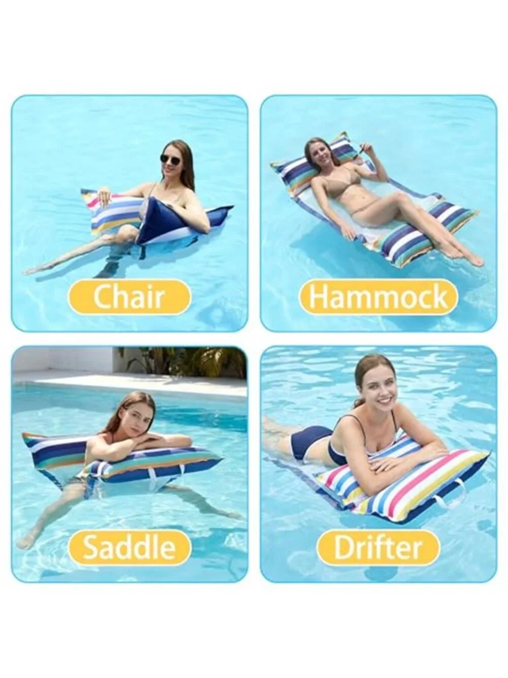 Pool Hammock Float Mesh Water Lounge Inflatable Floating Chair 2 Pack XL